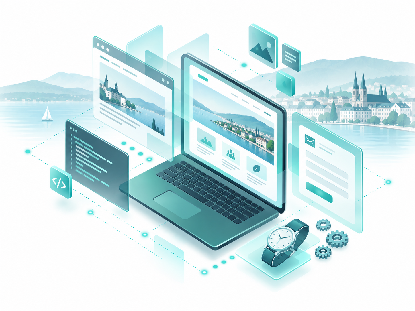 Agence web Neuchâtel - illustration horlogerie, microtechnique et site web - Pixelium