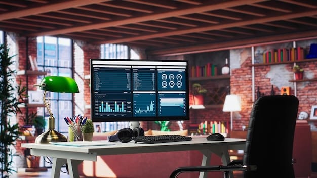 modern home office with desktop pc monitor displaying business analytics 482257 130255